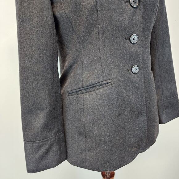 Vintage Wool Cashmere Blazer Size 10P Gray Office Career Tailored Fit Context - Picture 4 of 16